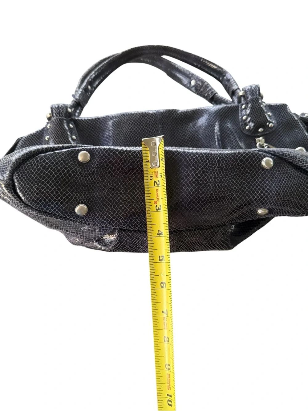 B. Makowsky Blue Leather Hobo Bag Snake Embossed Silver Hardware Y2K A221285